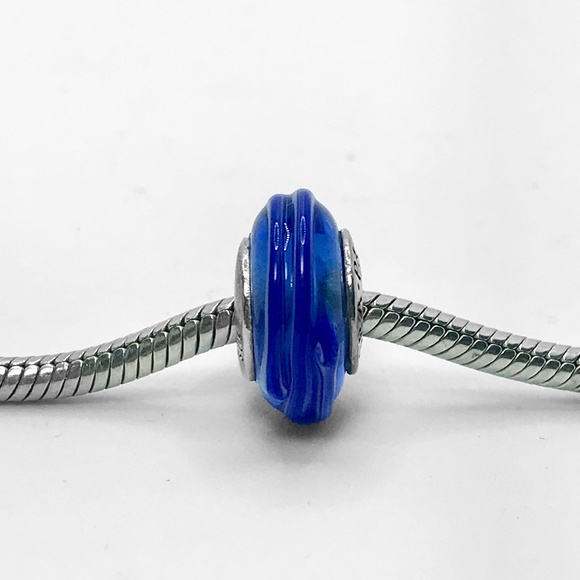 Pandora Blue Ribbon Murano Glass Charm - Picture 1 of 3